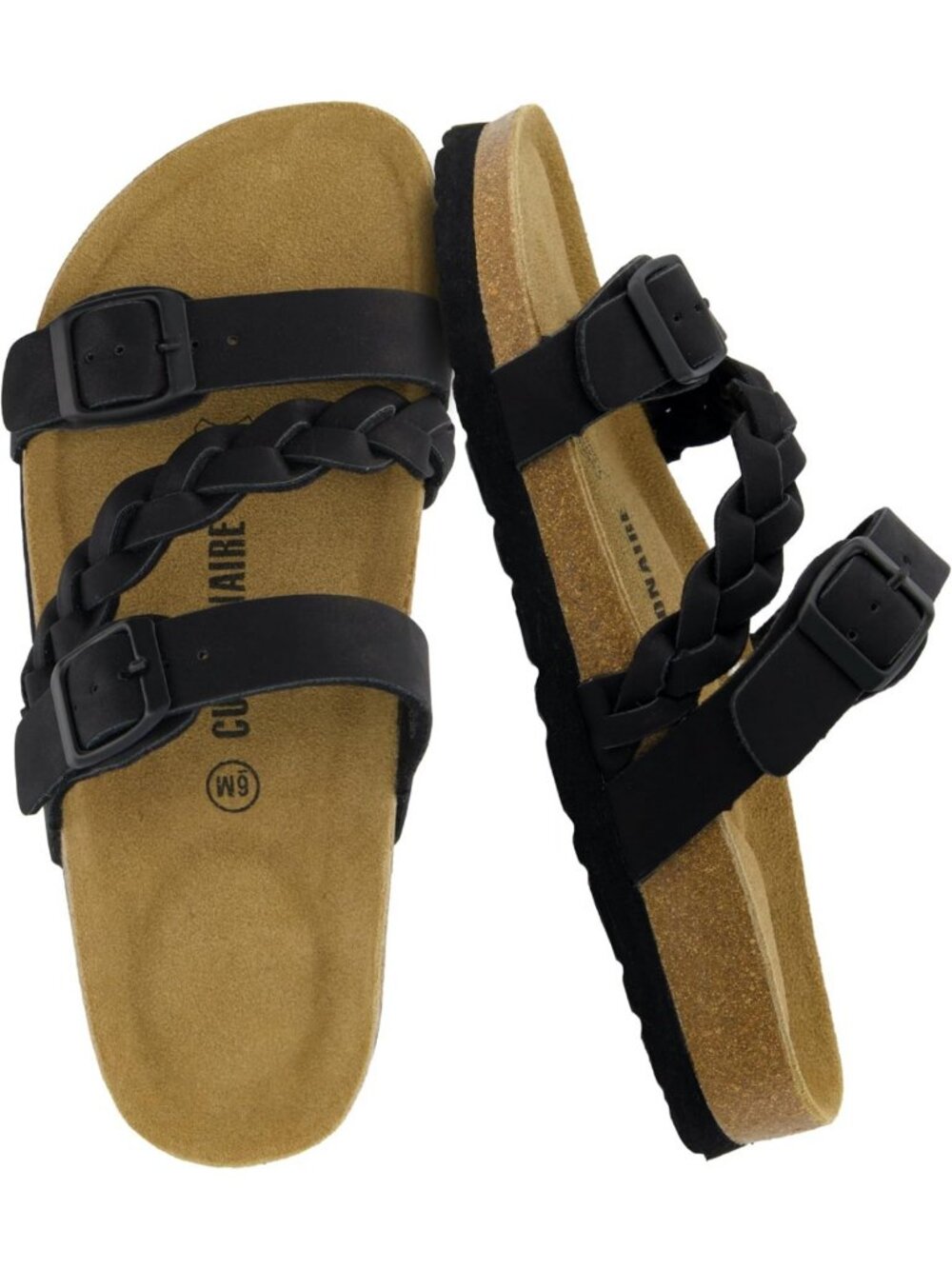 Comfortable Braided Cork Footbed Slide Sandals for Women - Summer Slip-On Shoes